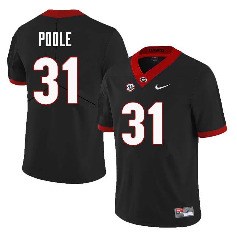 Georgia Bulldogs #31 William Poole College Football Jerseys Sale-Black